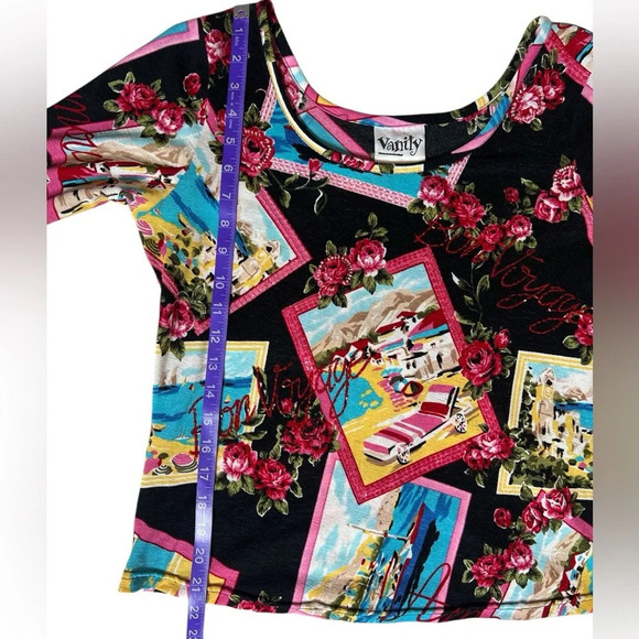 VANITY Y2K Lizzie McGuire Novelty Print Ruffle Sleeve Bon Voyage Blouse - Picture 9 of 11